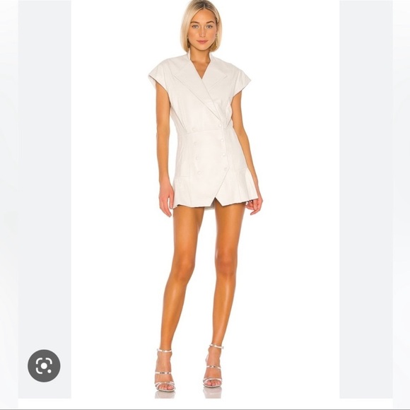 Retrofete White Leather Mini Dress Large NWT - Picture 1 of 5